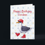 Geburtstag Grandson Fun Niedlich Seagull Bird Card Karte<br><div class="desc">Happy Birthday Grandson oder Niedliche Seagull Rot Stiefel und Hut Tier Spaß Funny anpassen</div>