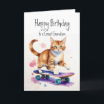 Geburtstag Grandson Fun Niedliche Katze auf Skateb Karte<br><div class="desc">Geburtstag Grandson Fun Niedliche Katze auf Skateboard</div>