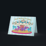 Geburtstag - Grandson - Karousel Karte<br><div class="desc">Die farbenfrohe und mit Spaß beladene Geburtstagskarte ist ideal für jedes Kind.  Sehen Sie dasselbe Bild für andere Geburtstage und Party Einladungen.</div>