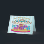 Geburtstag - Grandson - Karousel Karte<br><div class="desc">Die farbenfrohe und mit Spaß beladene Geburtstagskarte ist ideal für jedes Kind.  Sehen Sie dasselbe Bild für andere Geburtstage und Party Einladungen.</div>