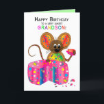 Geburtstag, Grandson, Maus, Kaleidoskop Collection Karte<br><div class="desc">Sehen Sie viele andere Designs in dieser hellen Kaleidoskop Kollektion.  Siehe unter MEINE SAMMLUNGEN - KALEIDOSKOPE-SAMMLUNG</div>