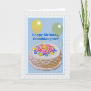 Geburtstag, Großtochter, Kuchen und Balloons Karte
