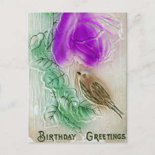 Geburtstag Gruß Bird und Blume Postkarte