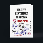 Geburtstag Gruß Grandson Fußball Fan Spaß Karte<br><div class="desc">Motivierend Fußballspiel,  Sportwörter machen eine lustige Karte für den Geburtstag des großen Fußballfans</div>