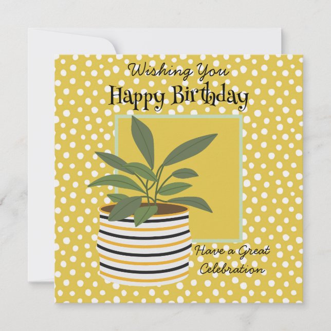 Geburtstag Gruß Moderne Pflanze Gold Sage Green (Vorderseite)