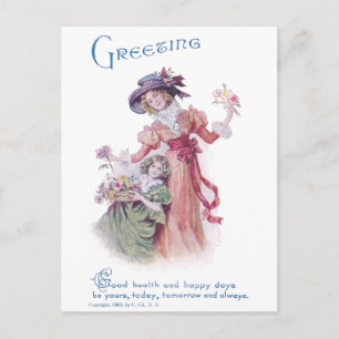 Geburtstag Gruß von Frau & Mädchen Postkarte