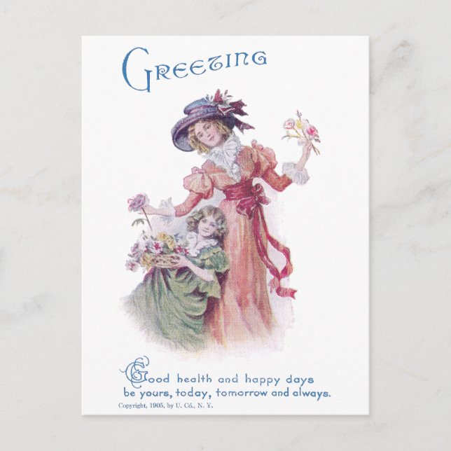 Geburtstag Gruß von Frau & Mädchen Postkarte (Vorderseite)