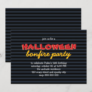 Geburtstag Halloween-Party Bonfire Teen Junge 12. Einladung
