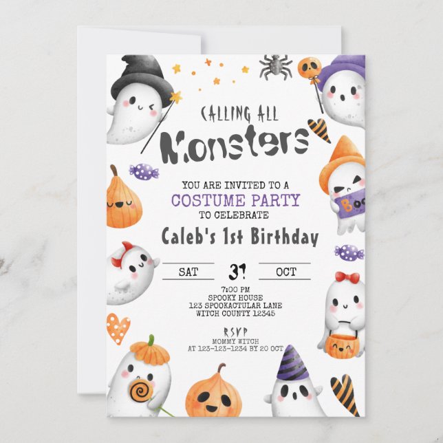 Geburtstag Halloween, Party der Kostüme, Party der Einladung (Vorderseite)