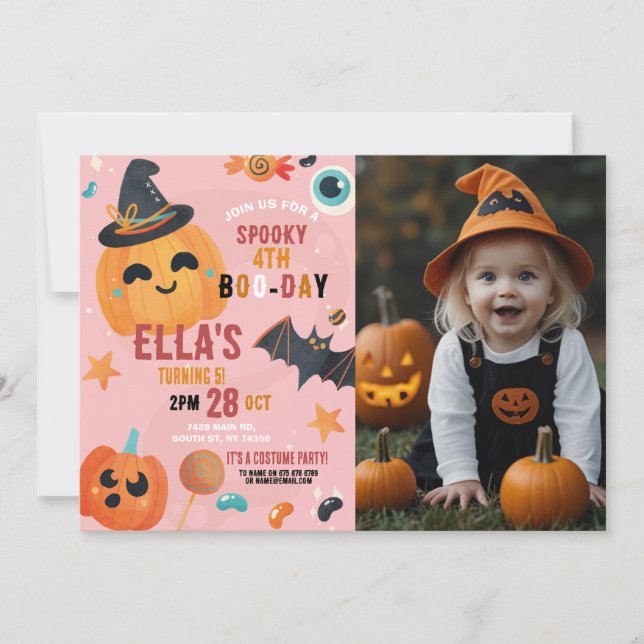 Geburtstag Halloween Pumpkin Foto Party Kinder Einladung (Vorderseite)