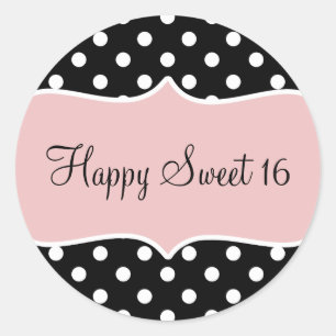 Geburtstag Happy Sweet 16 Runder Aufkleber