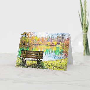 Geburtstag Herbstlaub Herbst Parkbank Friedlich Karte