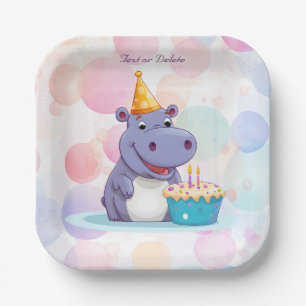 Geburtstag Hippo Papierplatte Pappteller