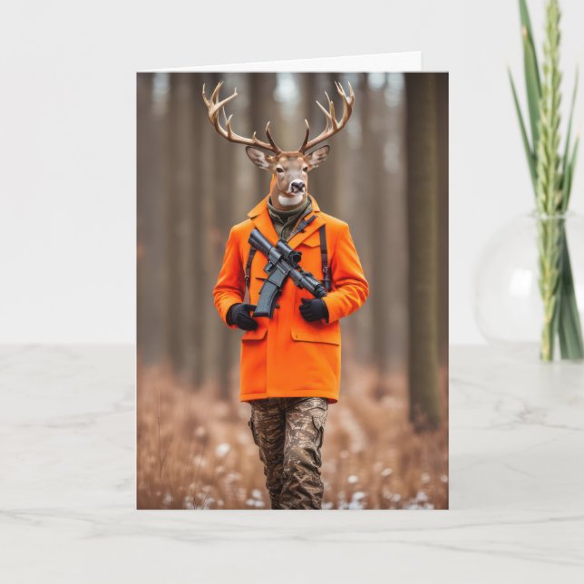 Geburtstag Hirschjäger mit Rifle Karte (Vorderseite)