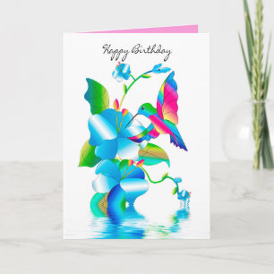 Geburtstag, Hummingbird & Blume Kaleidoscope Karte