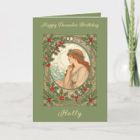 Geburtstag im Dezember Holly-Beeren Art Nouveau