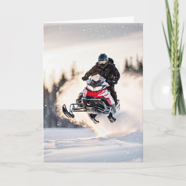Geburtstag Im Flugzeug Snowmobiler Karte (Vorderseite)