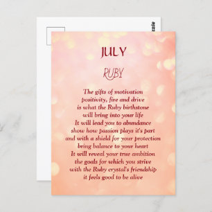 Geburtstag im Juli Ruby Postkarte