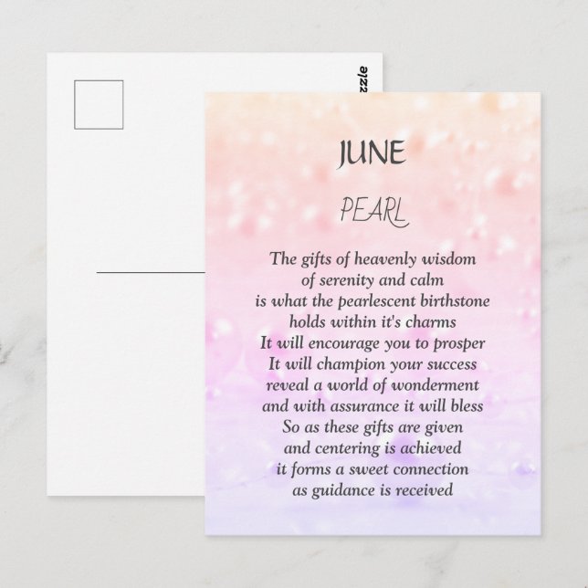 Geburtstag im Juni Pearl  Postkarte (Vorne/Hinten)