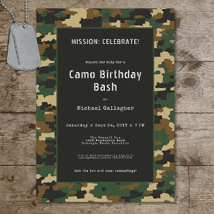 Geburtstag im militärischen Tarnlook Einladung