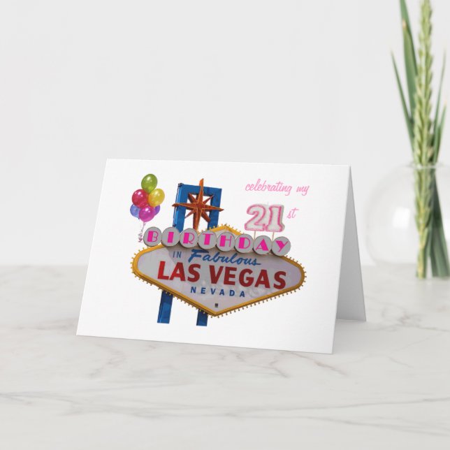 Geburtstag in Las Vegas Balloons Karte (Vorderseite)