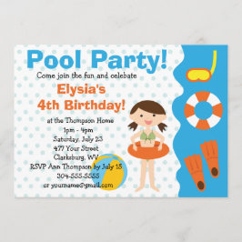 Geburtstag individualisierbares Girl Pool Party Einladung
