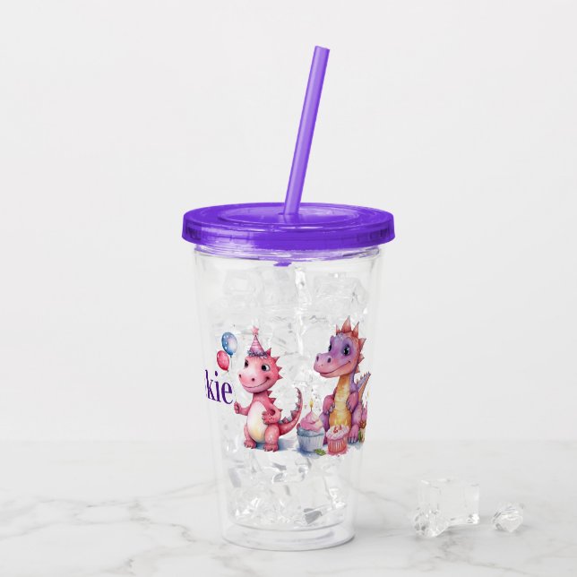 Geburtstag individualisieren Dinosaurier Acryltrinkbecher (Rückseite Ice)