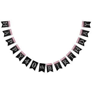 Geburtstag individuell gestalten - rosa Glitzer un Wimpelkette