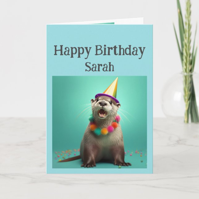 Geburtstag Individuelle Name Fun Otter Animal Spaß Karte (Vorderseite)