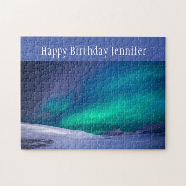 Geburtstag Individuelle Name Nordlichter Aurora  (Horizontal)