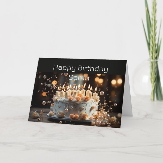 Geburtstag Individuelle Name Viele Candle Cake Karte (Vorderseite)