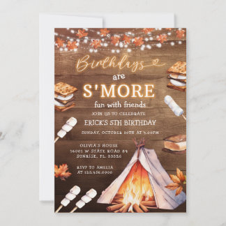 Geburtstag ist S'mores Fun Campfire Herbst Party Einladung