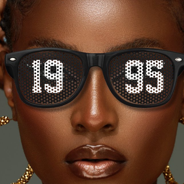 Geburtstag Jahr kühl Letter Black & White Partybrille (birthday birth year bold letter black retro sunglass)