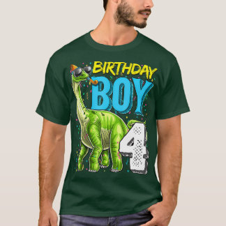 Geburtstag Junge 4. Geburtstag Long Neck Dinosauri T-Shirt