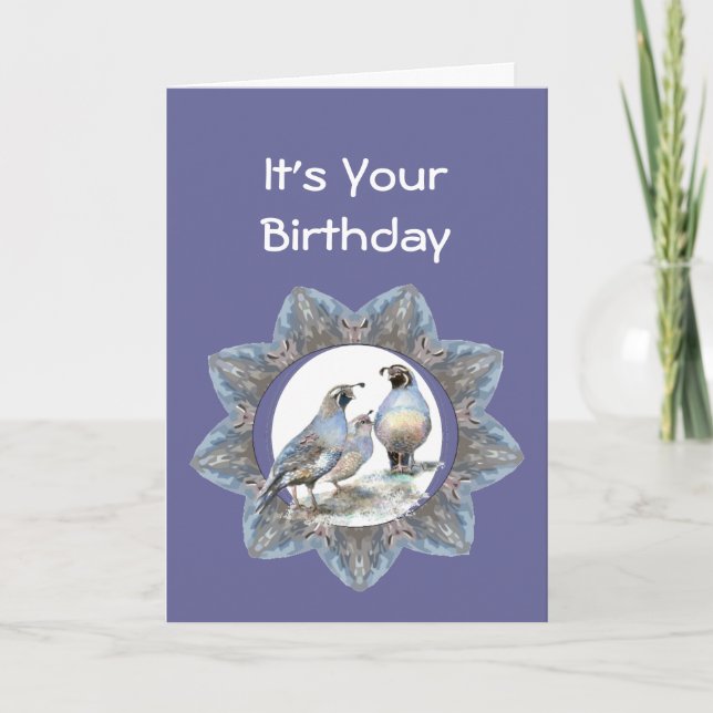 Geburtstag, Kalifornien-Wachtel, Vogel, Natur, Karte (Vorderseite)