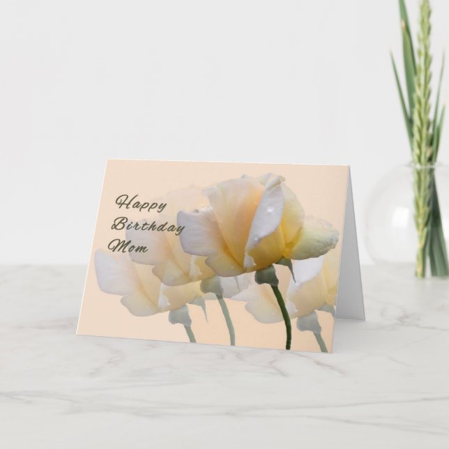 Geburtstag, Karte für Mama mit Gelben Rosen (Vorderseite)