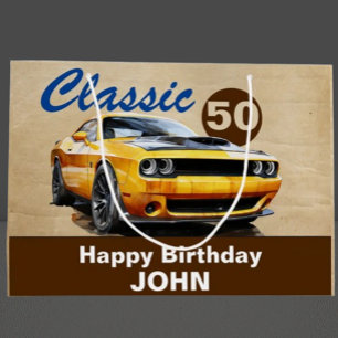 Geburtstag, klassisches Muskelauto Große Geschenktüte