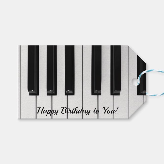 Geburtstag Klaviertasten Geschenkanhänger (Vorderseite (Horizontal))
