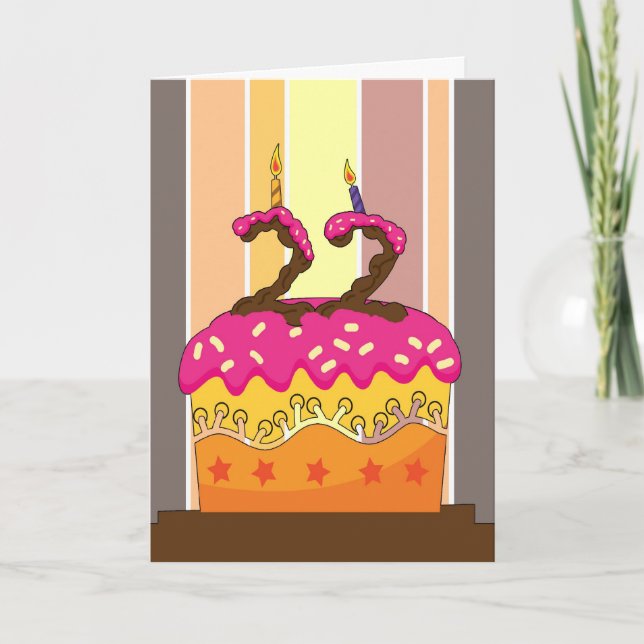 Geburtstag - Kuchen mit Kerzen 22 - 22. Geburtstag Karte (Vorderseite)