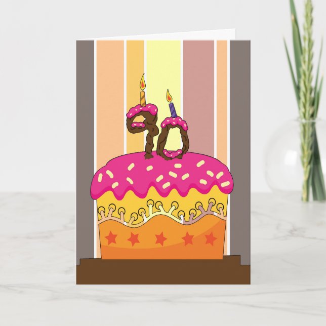 Geburtstag - Kuchen mit Kerzen 90 - 90. Karte (Vorderseite)