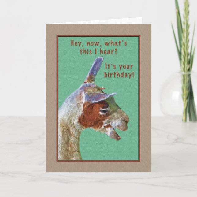 Geburtstag, Lächeln-Lama-Karte Karte (Vorderseite)