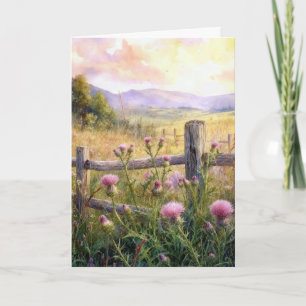 Geburtstag Land Rosa Disteln Karte