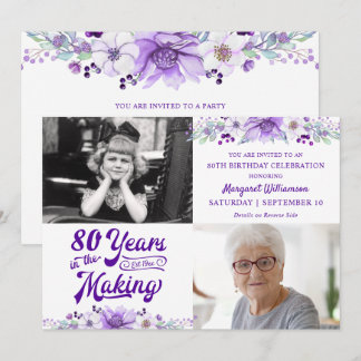 Geburtstag Lila Blumenjahre im MAKING Einladung