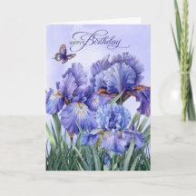 Geburtstag Lila Iris mit Schmetterlingen
