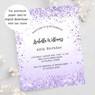 Geburtstag lila Lavendel Budget Einladung Flyer