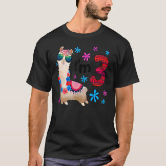 Geburtstag Llama Ich bin 3 Jahre alt Mädchen Thema T-Shirt