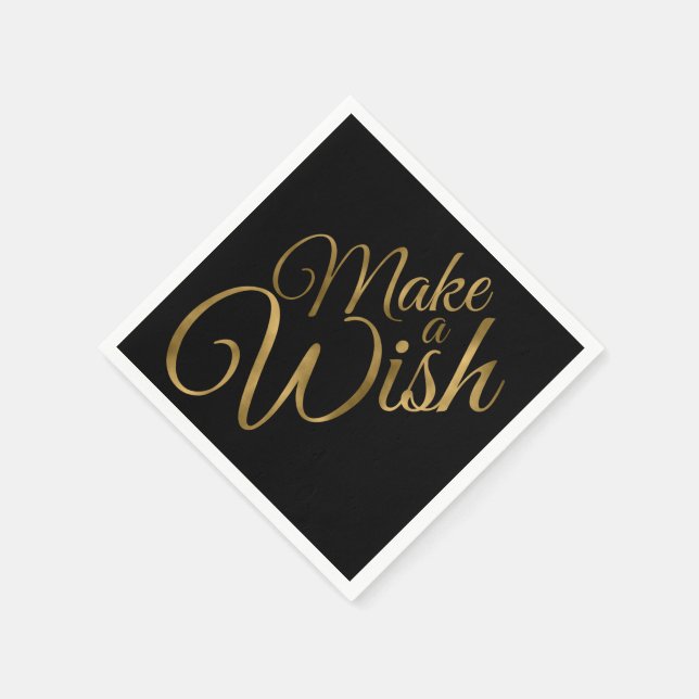 Geburtstag machen Sie einen Wunsch Schwarz & Gold Serviette (Ecke)
