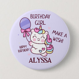 Geburtstag MÄDCHEN! Unicorn Happy Geburtstag Button