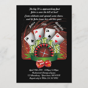 Geburtstag Mann in jedem Alter, Poker, Glücksspiel Einladung