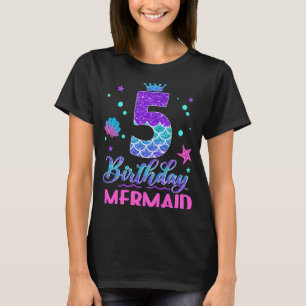 Geburtstag Meerjungfrau Schwanz 5 Jahre Alte Meerj T-Shirt
